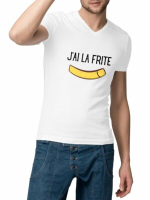 J`ai la frite - T-Shirt homme col V 100% coton bio